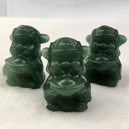 Wholesale  Natural Healing Green aventurine God of wealth carving for decoration