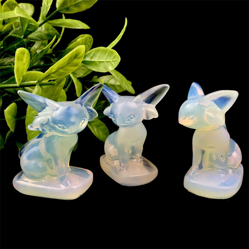 Wholesale high quality reiki natural  Pokemon carving Eevee for decoration