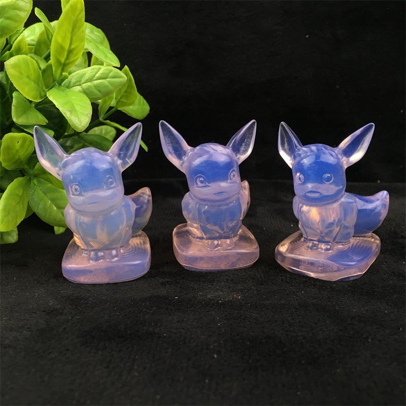 Wholesale high quality reiki natural  Pokemon carving Eevee for decoration