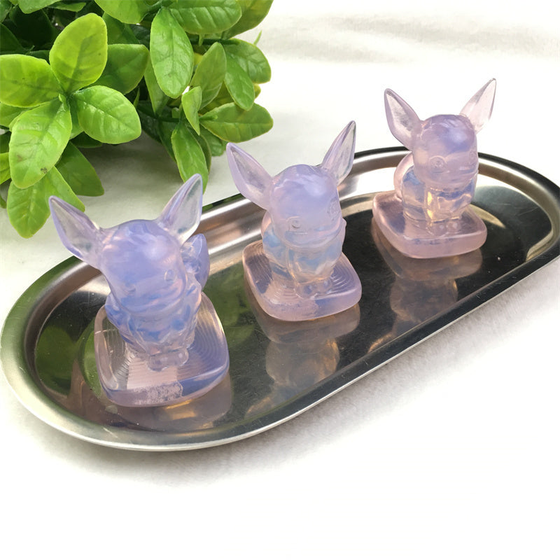 Wholesale high quality reiki natural  Pokemon carving Eevee for decoration