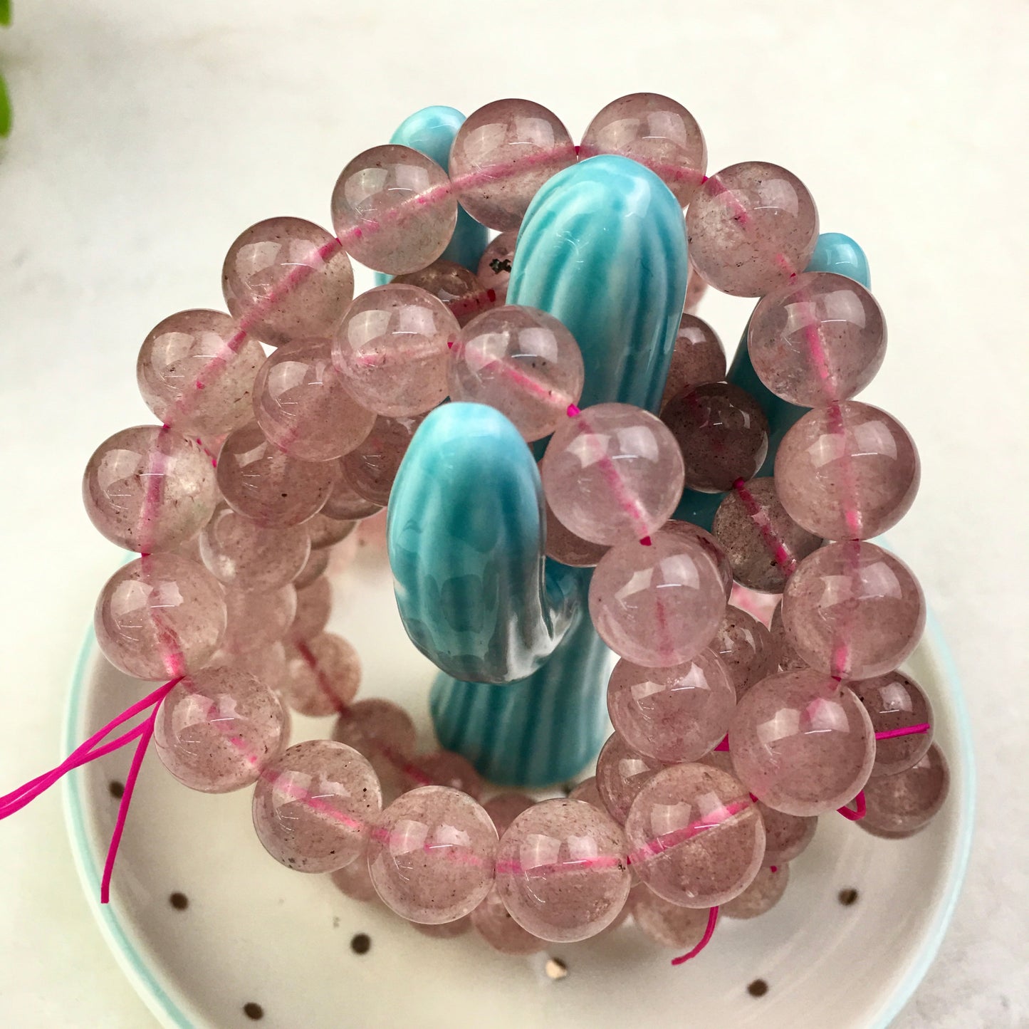 Strawberry quartz bracelets natural strawberry quartz bead crystal bracelets for women jewelry 11MM