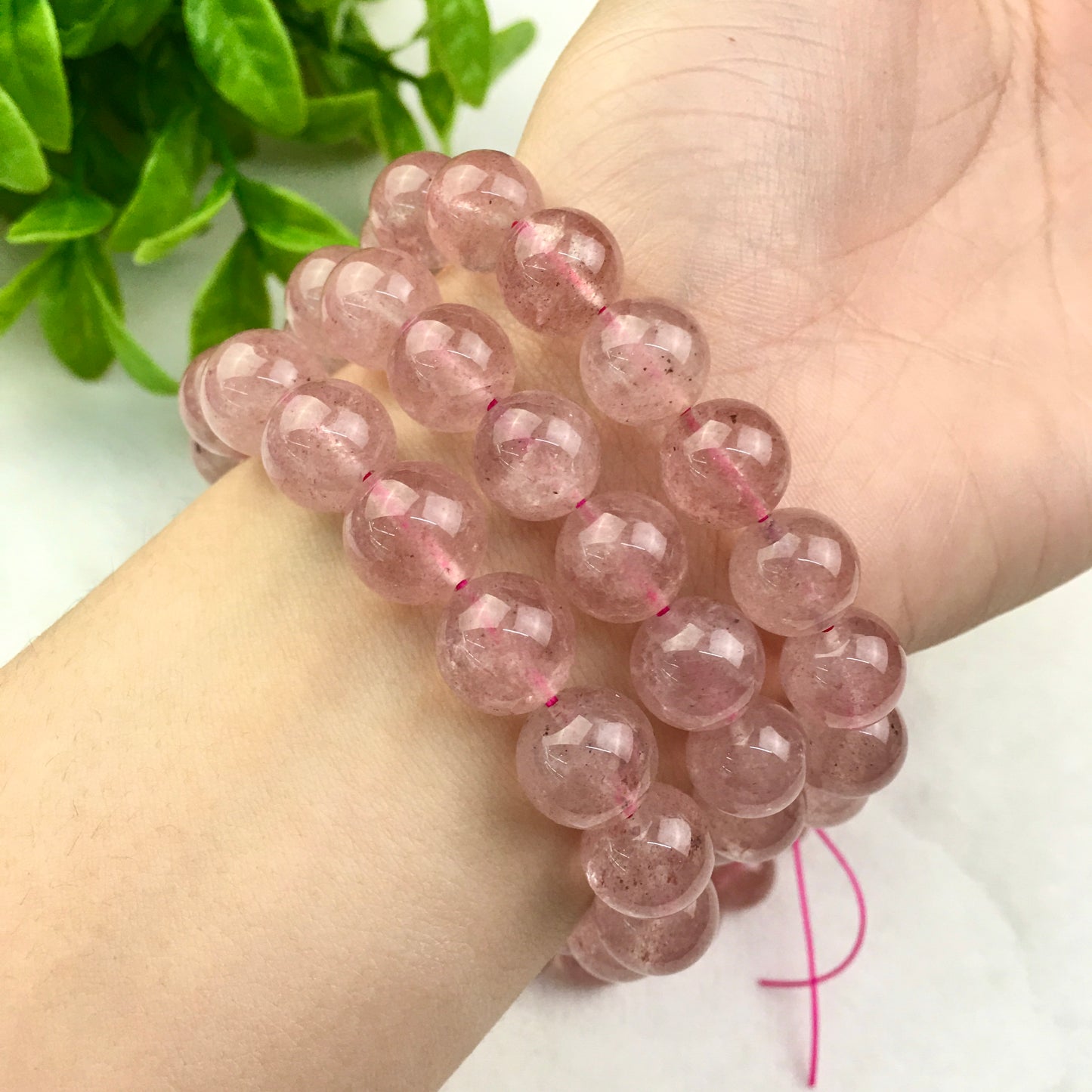 Strawberry quartz bracelets natural strawberry quartz bead crystal bracelets for women jewelry 11MM