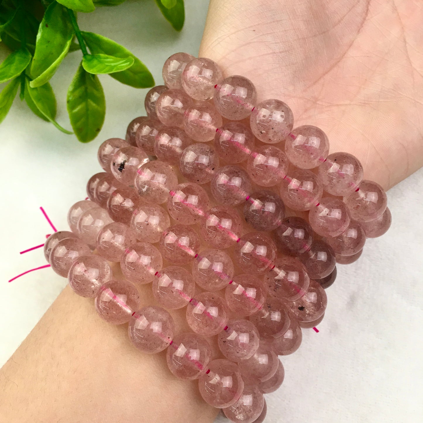 Strawberry quartz bracelets natural strawberry quartz bead crystal bracelets for women jewelry 11MM