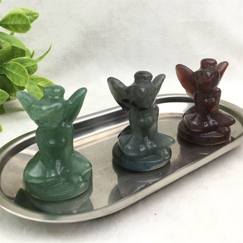 Wholesale high quality reiki natural crystalLab/green aventurine /blue opal/strawberry Butterfly fariy carving for decoraiotion