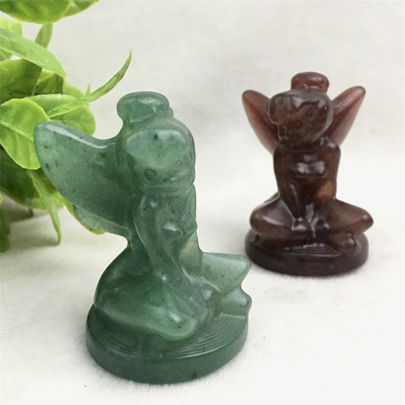 Wholesale high quality reiki natural crystalLab/green aventurine /blue opal/strawberry Butterfly fariy carving for decoraiotion