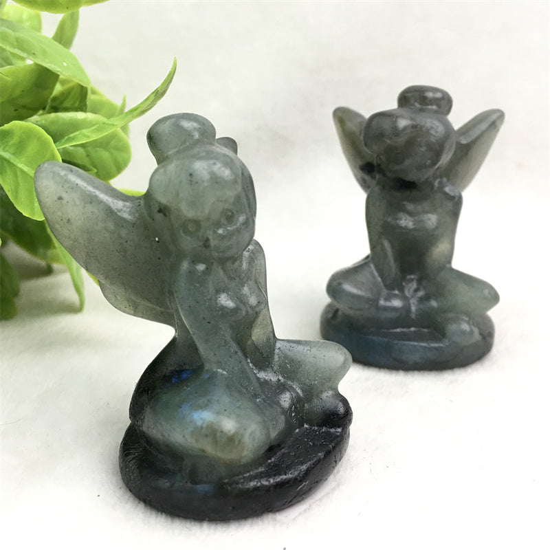 Wholesale high quality reiki natural crystalLab/green aventurine /blue opal/strawberry Butterfly fariy carving for decoraiotion