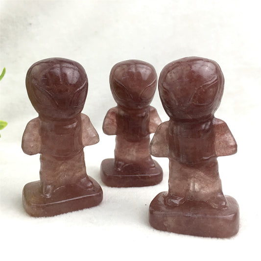 Wholesale Natural Gem Stone Crystal Strawberry Spider Man Carved Crystal Strawberry