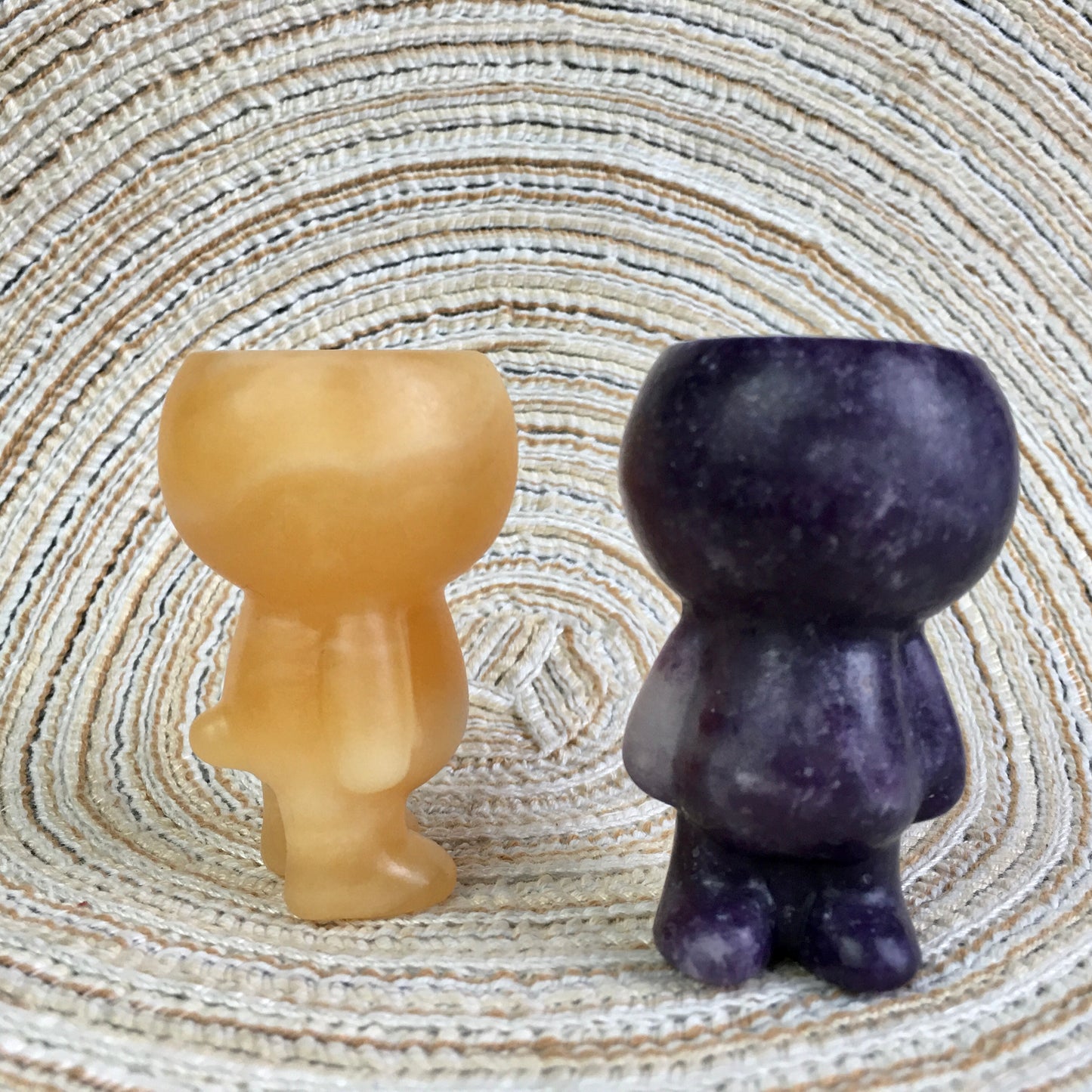 Natural quartz healing model crystal purple mica and orange calcite  body nude model for decoration