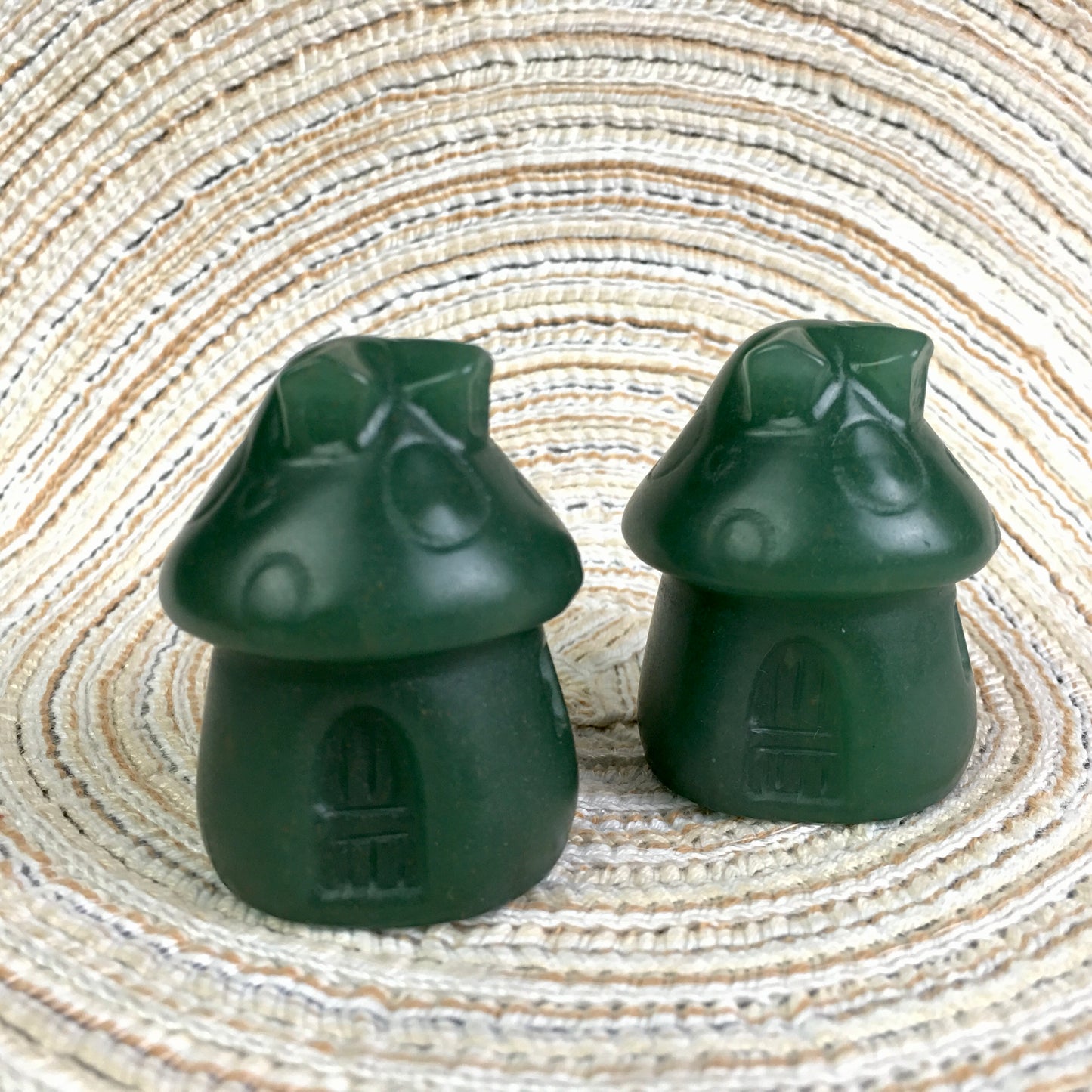 Wholesale natural cute crystal carving green/blue aventurine and orange calcite mushroom house for gift