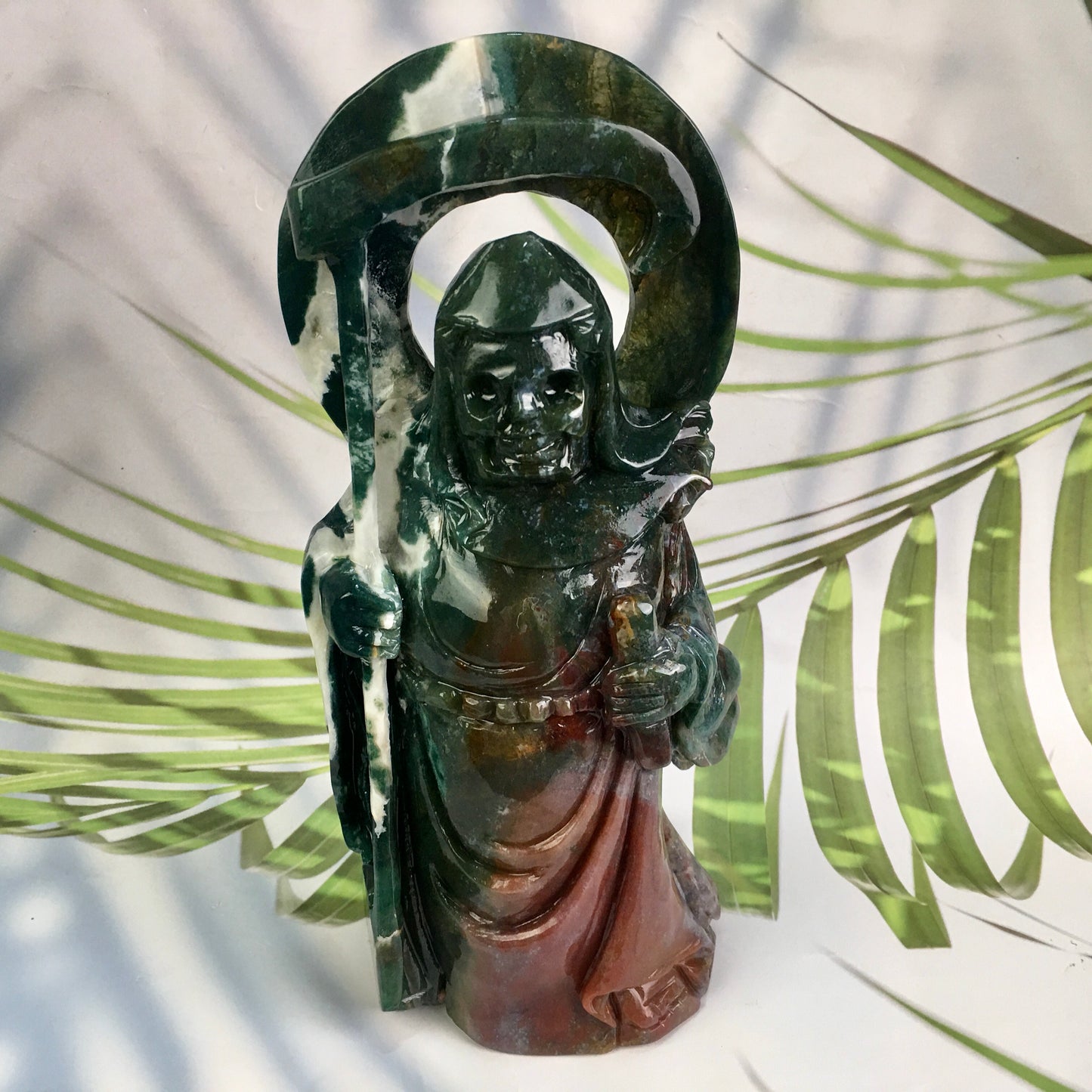 Wholesale Natural Large Ocean Jasper Carved Death For Decoration