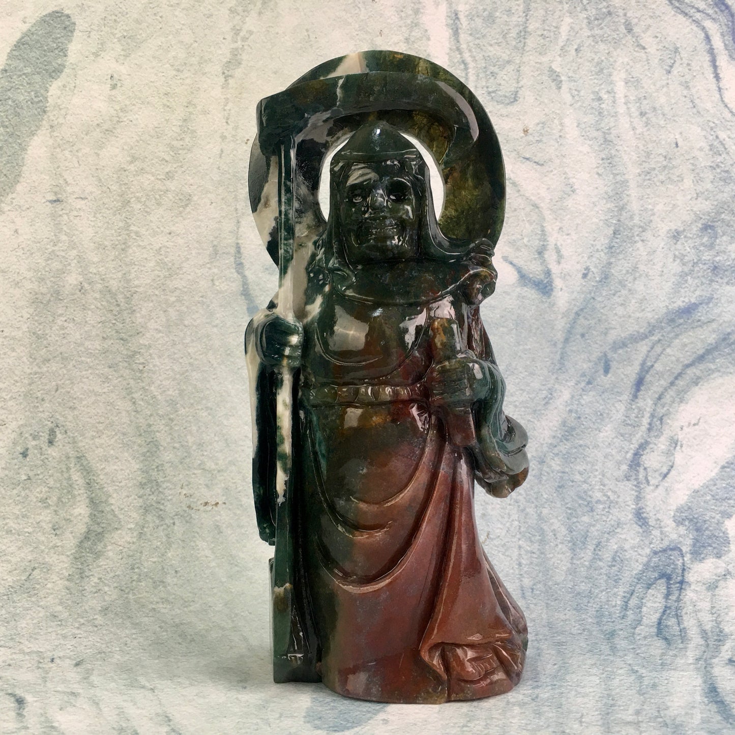 Wholesale Natural Large Ocean Jasper Carved Death For Decoration