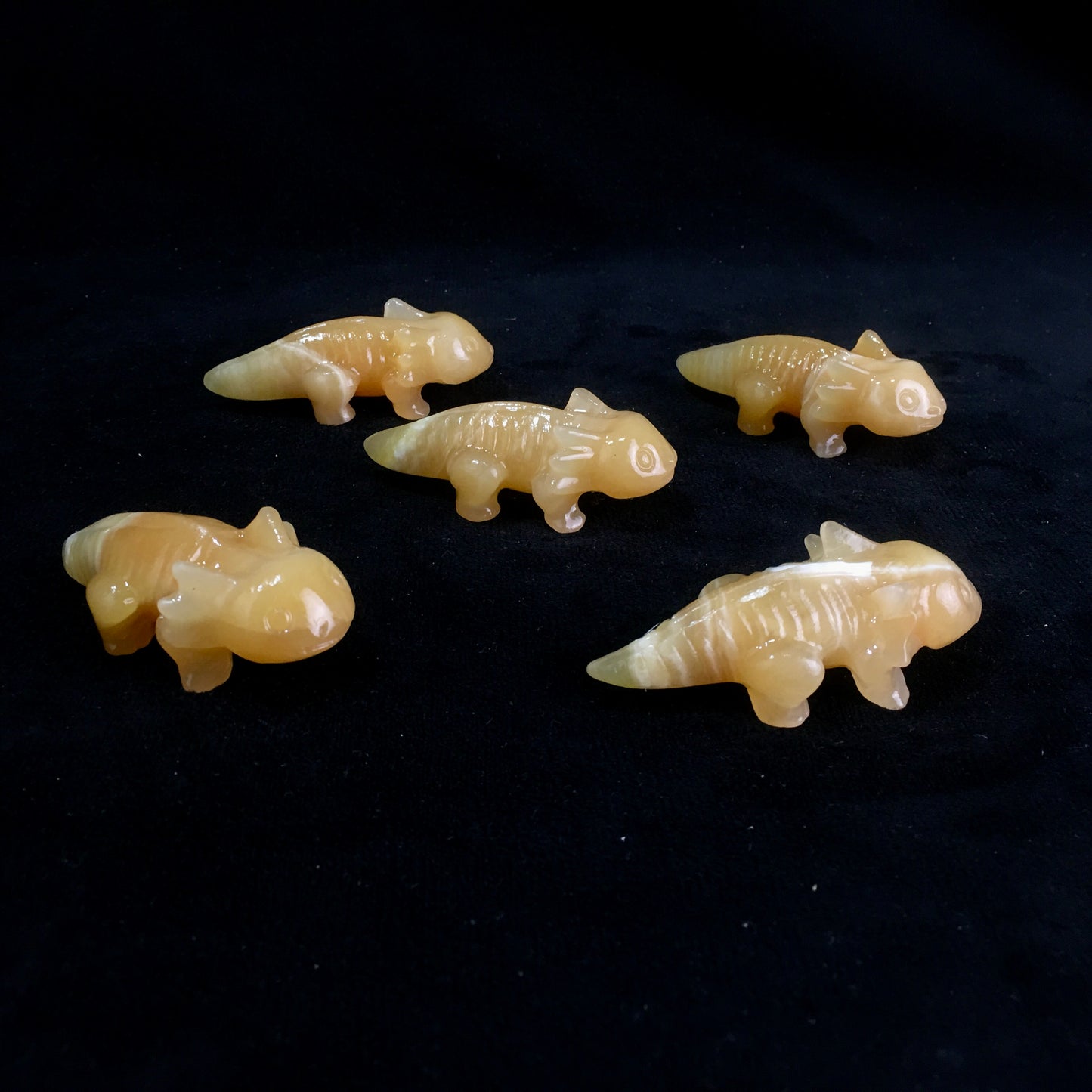Wholesale high quality Orange calcite Giant salamander carving a for decoraiotion
