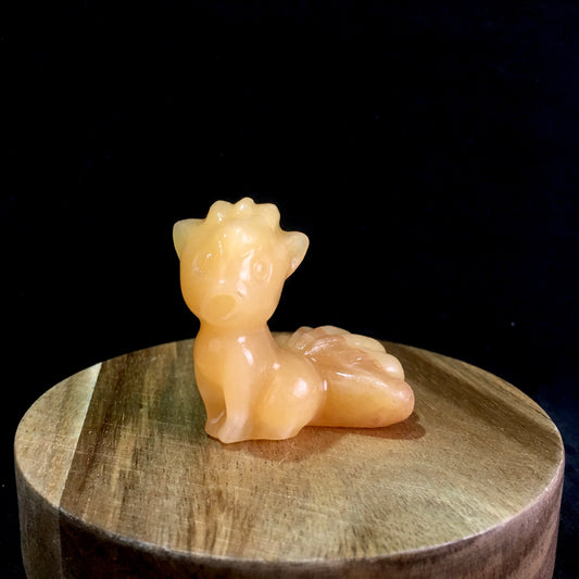 Wholesale Natural yellow jade Quartz Crystal Carved Crystal pokemon carvings Six Tailed Fox for Decoration