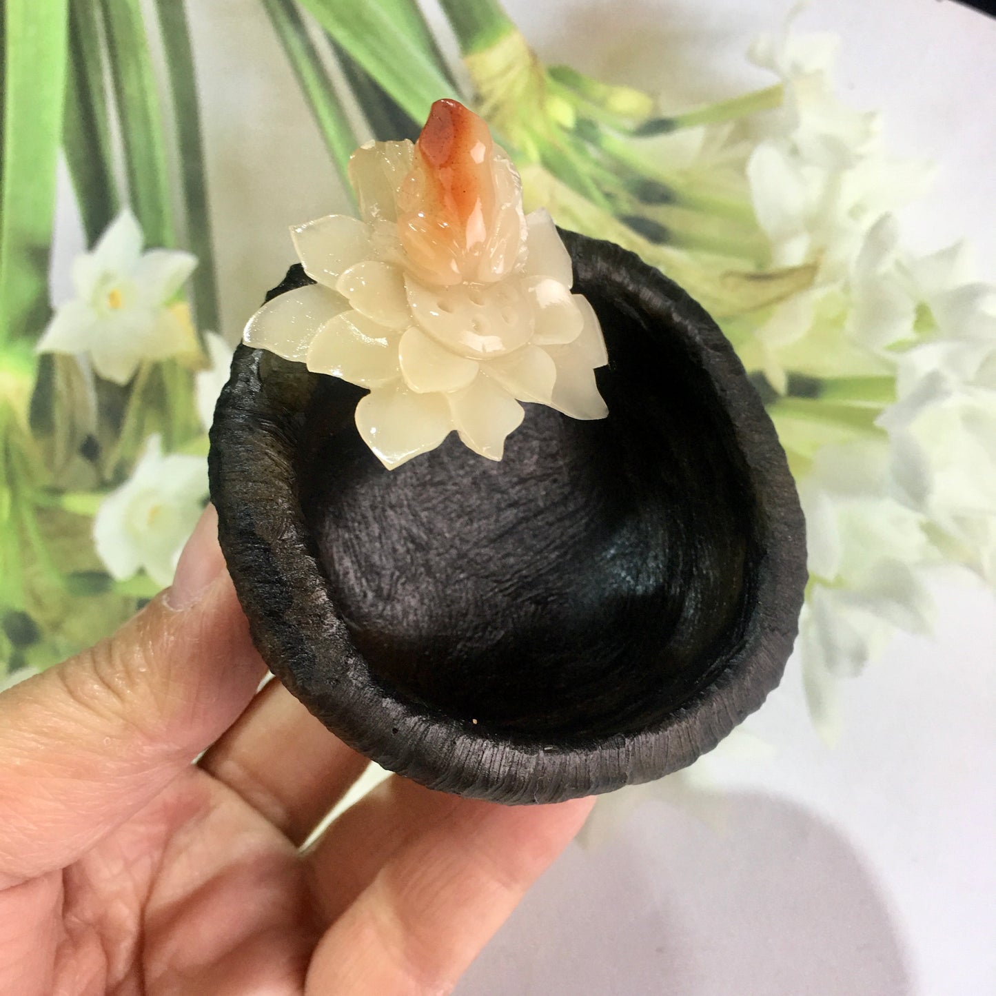 Hot Sale Large Natural Healing Gemstone ross quartz agate bowl For Home Decoration