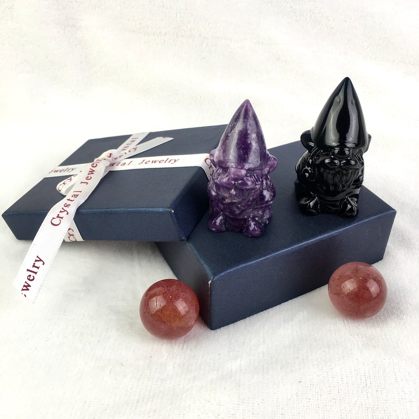 Natural crystal Christmas purple mica/black obsidian/ blue aventurine   Elf Swedish Decoration Ornaments Christmas Gnome