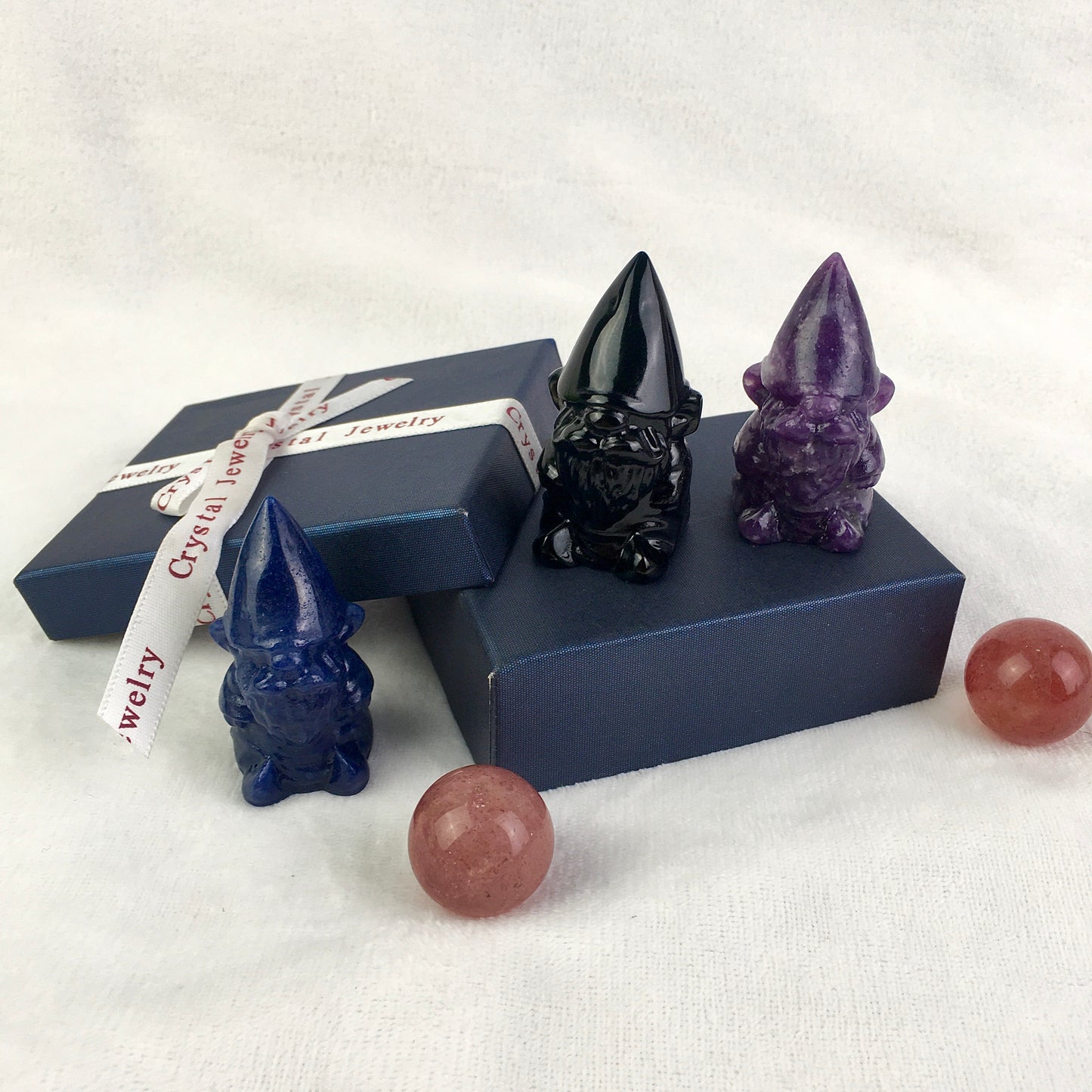 Natural crystal Christmas purple mica/black obsidian/ blue aventurine   Elf Swedish Decoration Ornaments Christmas Gnome