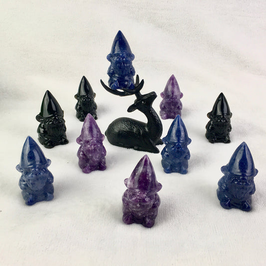 Natural crystal Christmas purple mica/black obsidian/ blue aventurine   Elf Swedish Decoration Ornaments Christmas Gnome