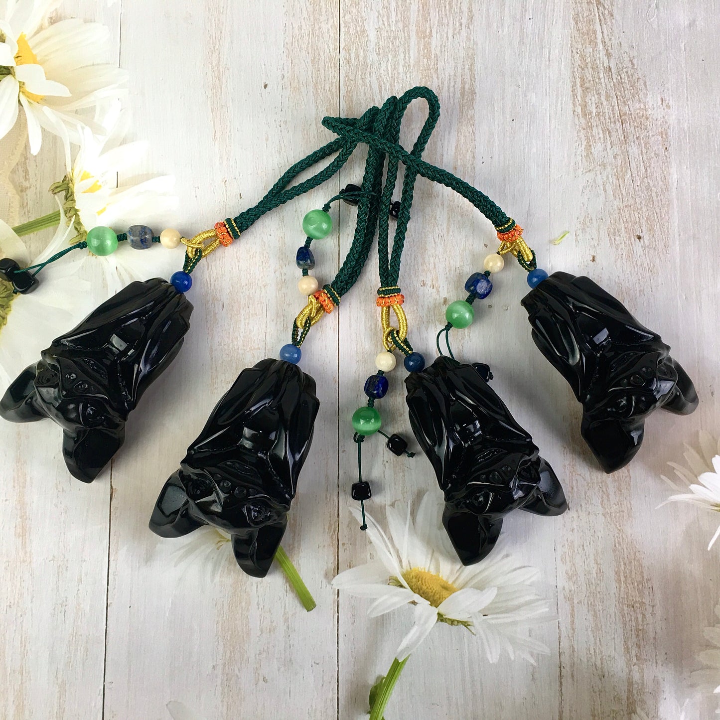 Natural crystal  animal carving crystals crafts natural black obsidian bats for Decoration