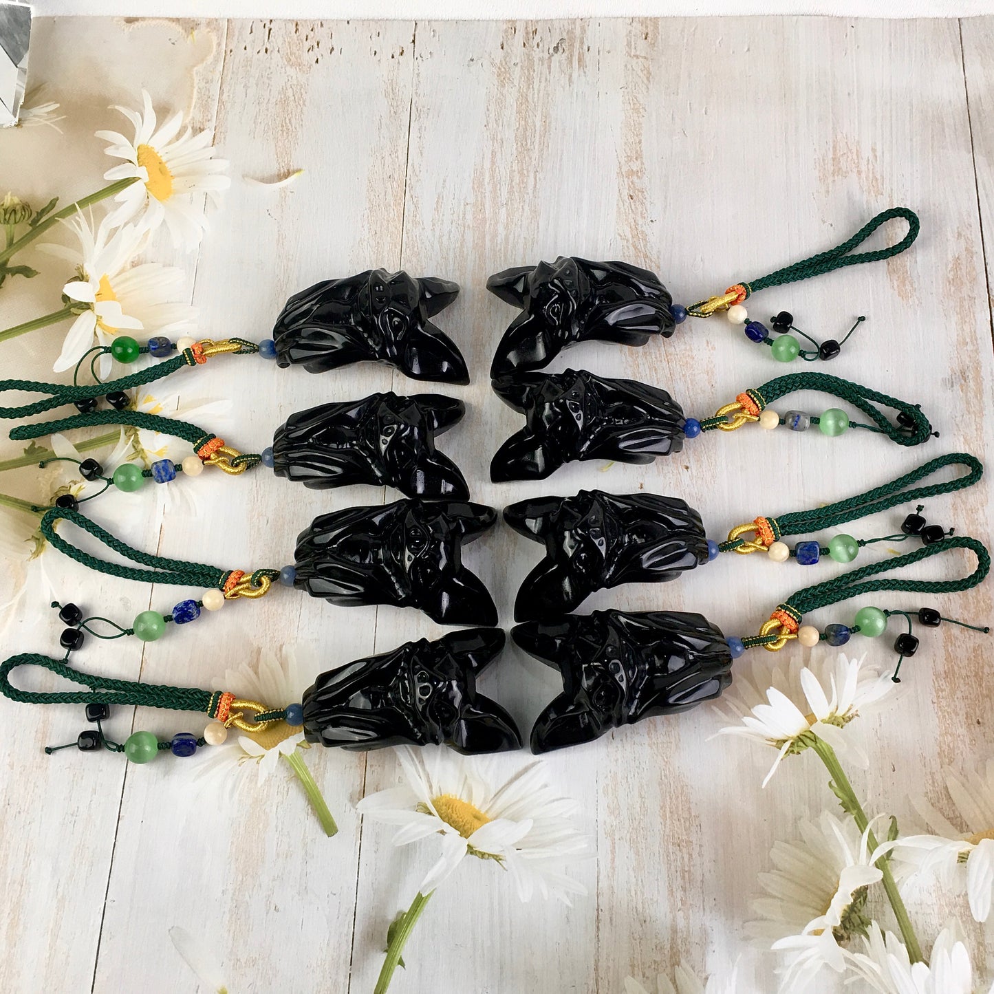 Natural crystal  animal carving crystals crafts natural black obsidian bats for Decoration