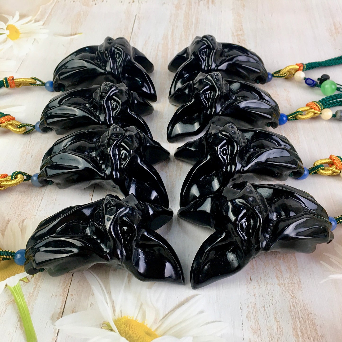 Natural crystal  animal carving crystals crafts natural black obsidian bats for Decoration