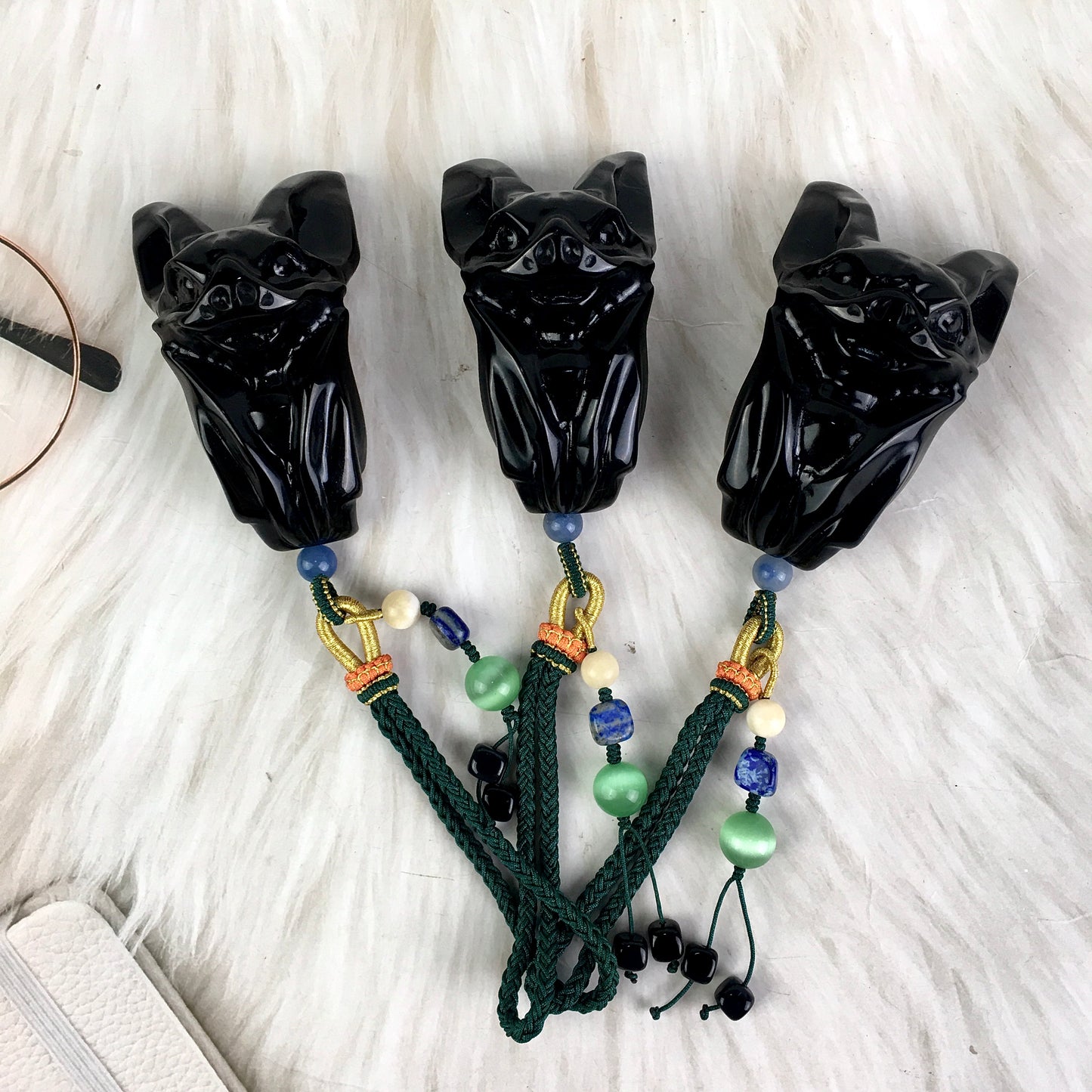 Natural crystal  animal carving crystals crafts natural black obsidian bats for Decoration