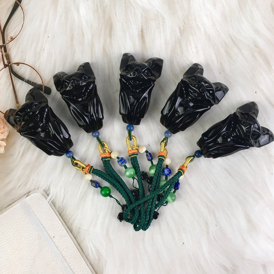 Natural crystal  animal carving crystals crafts natural black obsidian bats for Decoration