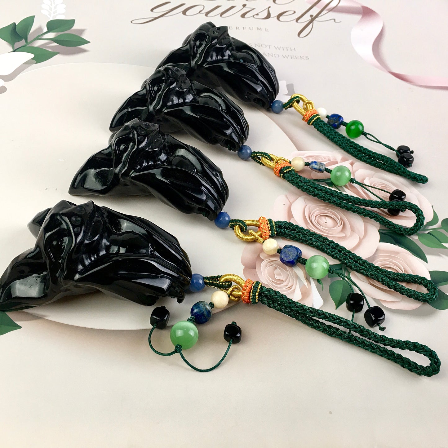 Natural crystal  animal carving crystals crafts natural black obsidian bats for Decoration