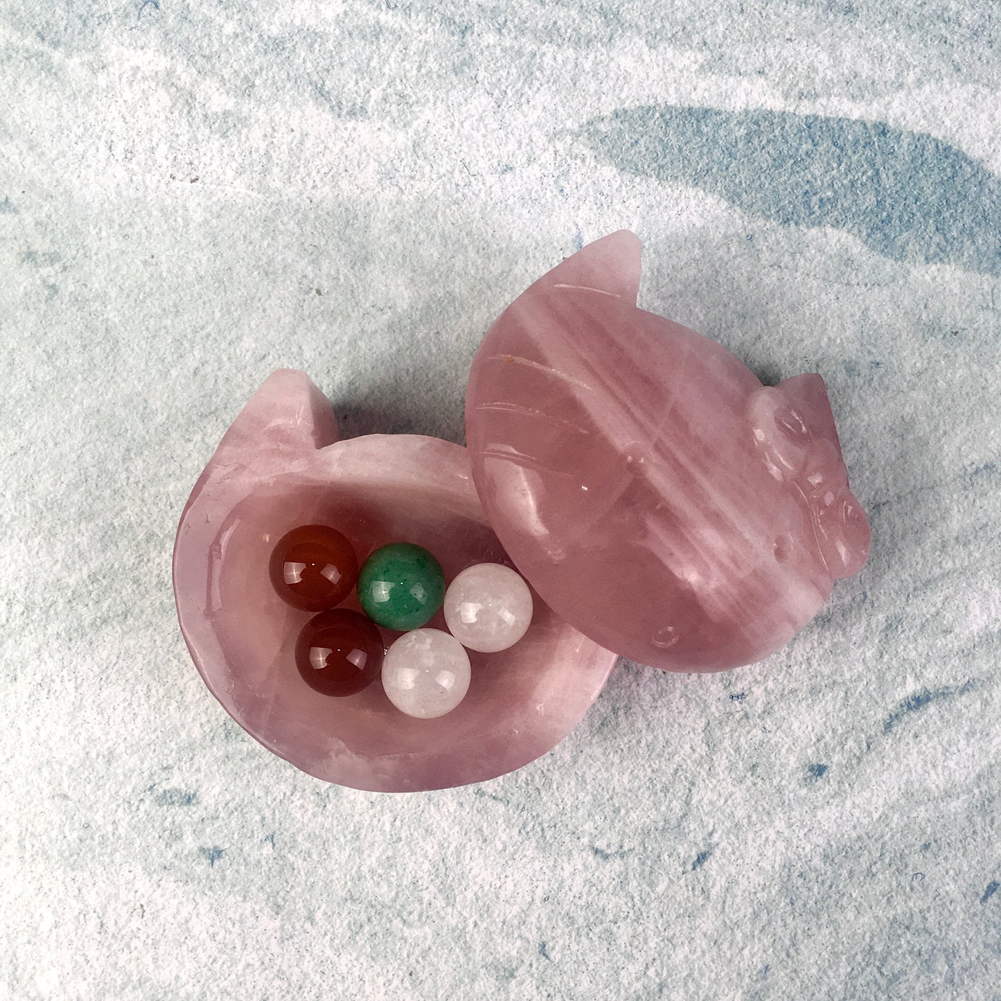 Wholesale natural quartz healing crystal cat bowl  rose quartz crystal hello kitty bowl /storage box folk crafts