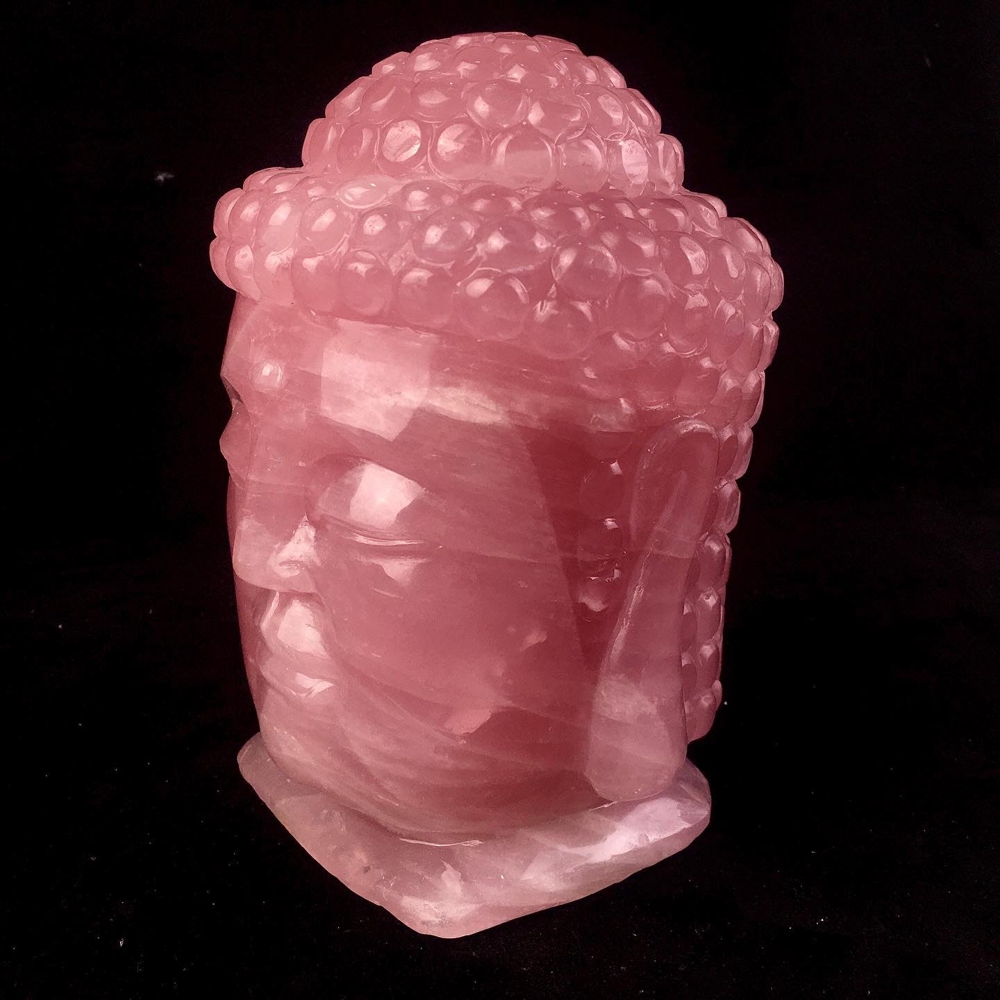 Natural crystals healing gift gemstone crystal buddha rose quartz carved statues buddha head for home decoration