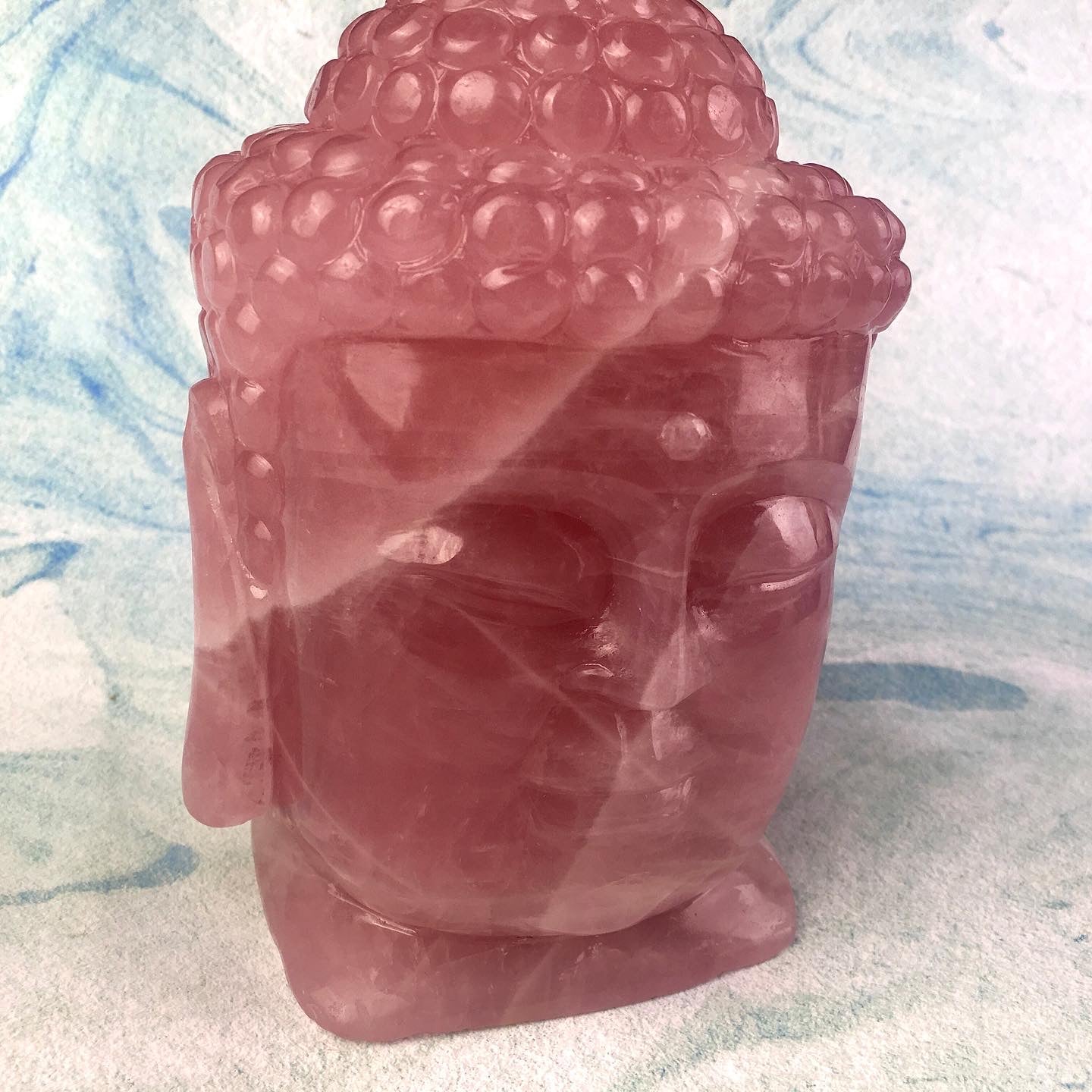 Natural crystals healing gift gemstone crystal buddha rose quartz carved statues buddha head for home decoration