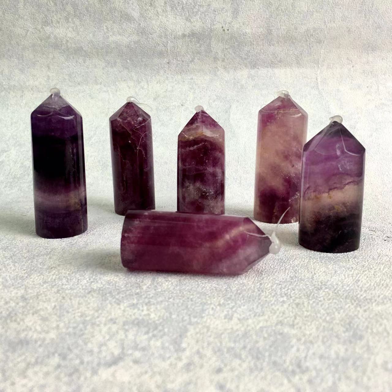 Wholesale natural  purple fluorite crystal tower for decoraiotion 1kg