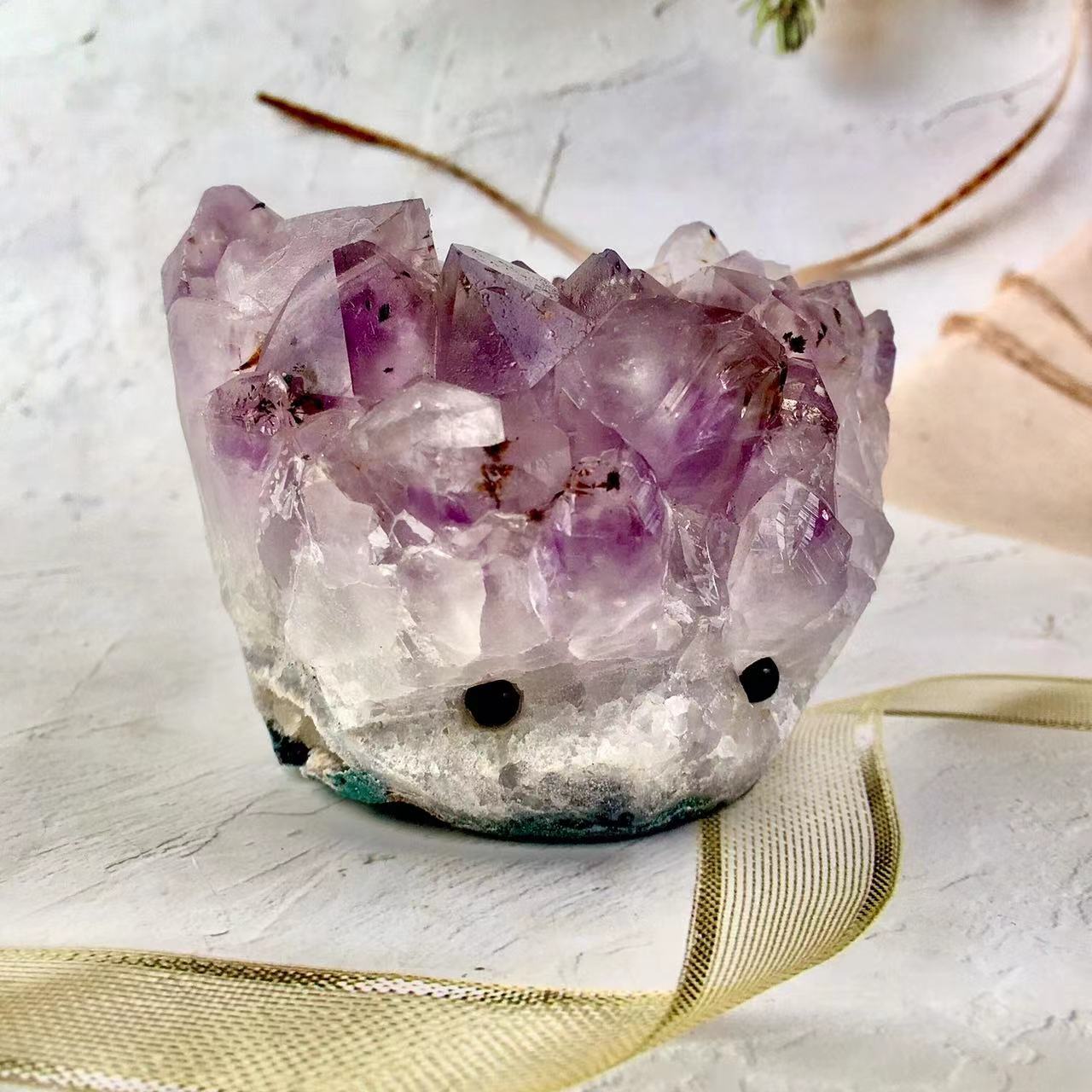 Wholesale Natural Crystal Carving Animal Amethyst Crystal Cluster Hedgehog For Decoration