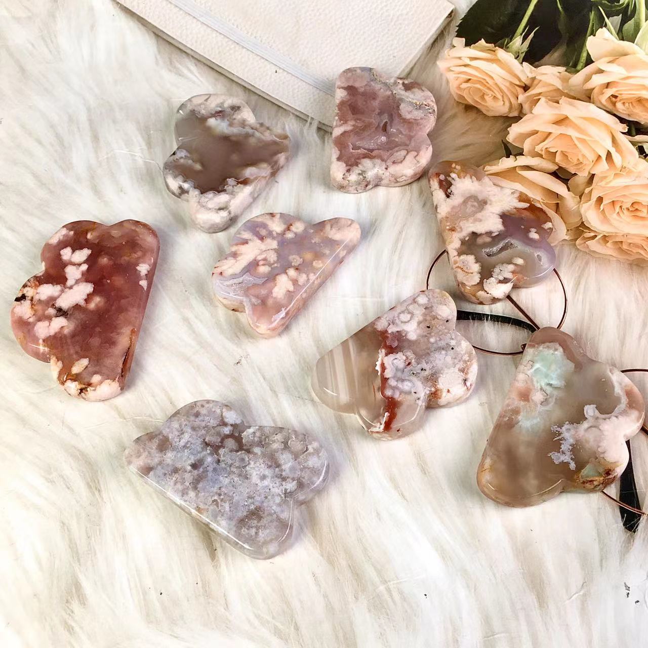 High quality wholesale  Natural Crystal Sakura agate cloud For Decoration