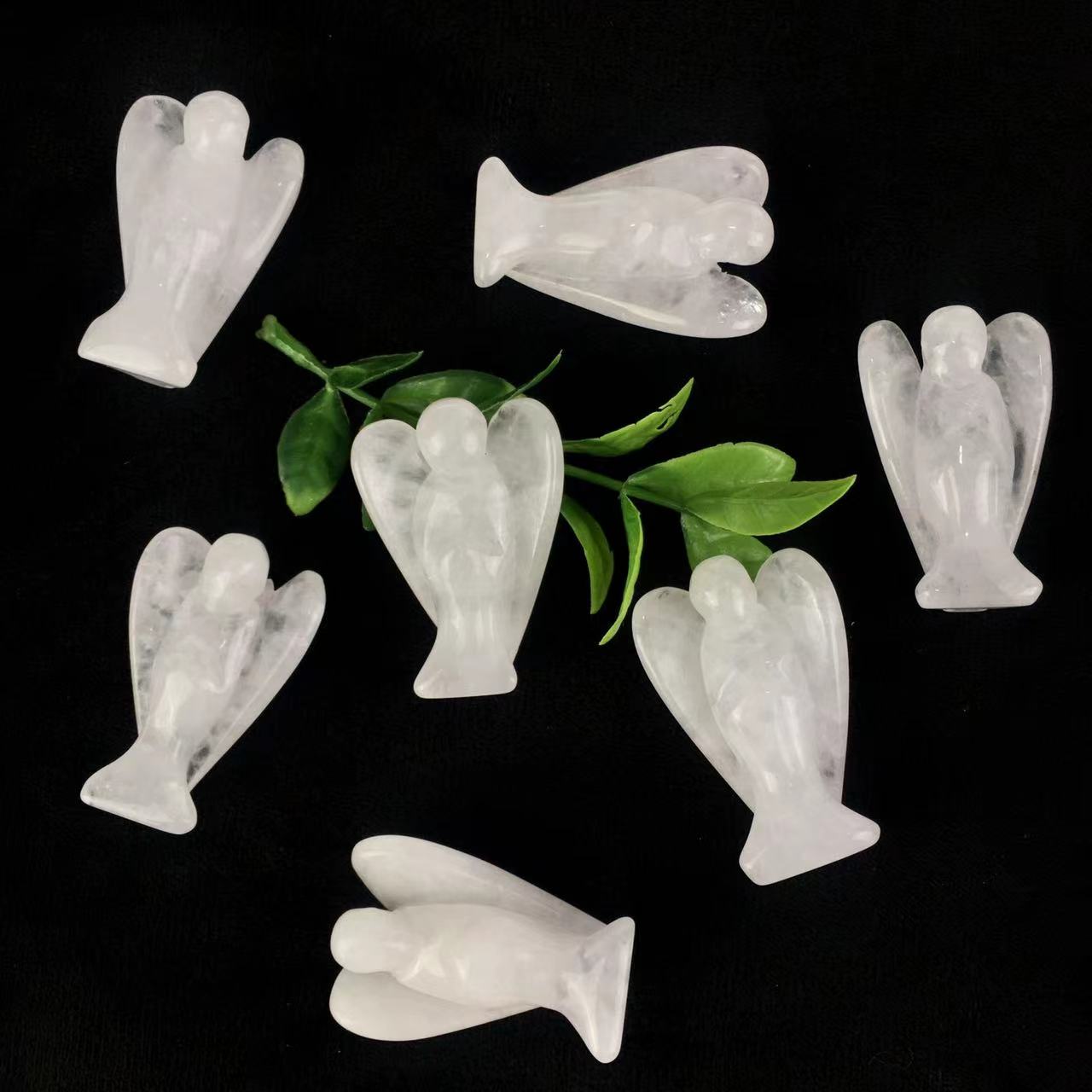 Wholesale Colorful Mineral Quartz Crystal Angel Carved Rose Quartz Small Figurines  Angel For Gift