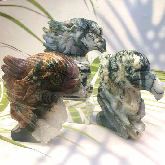 Wholesale natural stone crystals healing stones crafts souvenir moss agate eagle green quartz with geodes souvenir