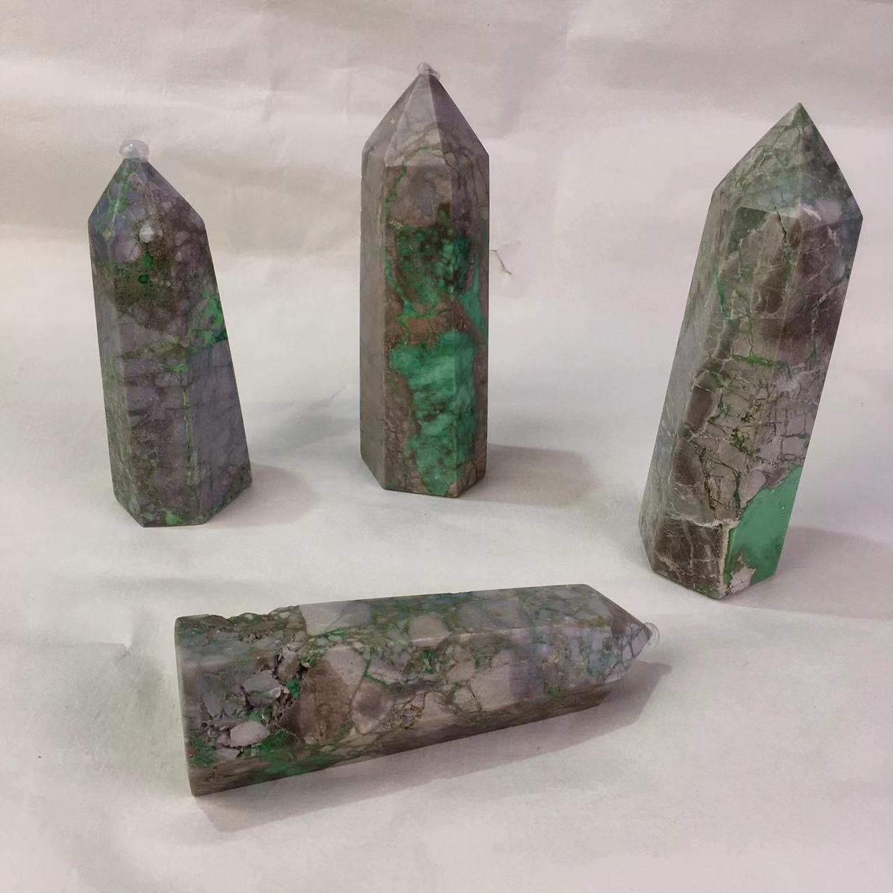 Wholesale high Quality Natural Crystal Green Apple Tower for decoraiotion 1kg