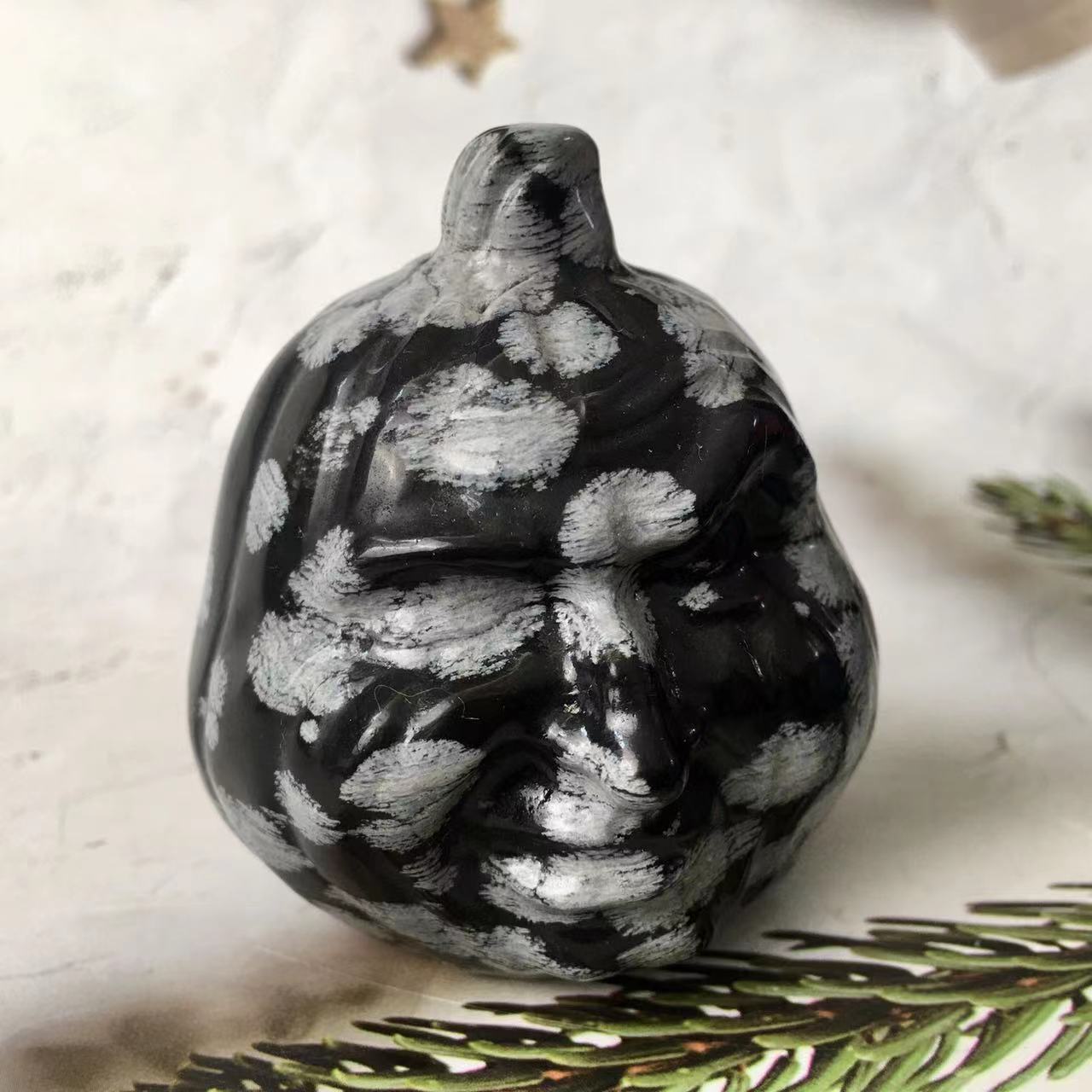 Multiple materials Natural Carved Crystal High Quality  Pumpkin Face for Home Decoration