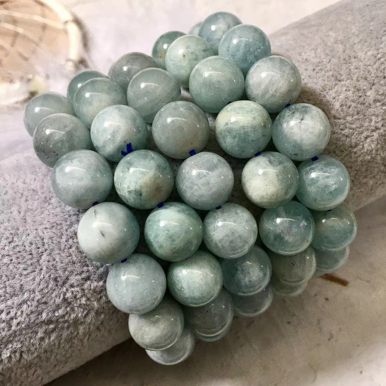 High quality stone bracelet Aquamarine natural stone bracelet Hand Bracelet12mm-15mm