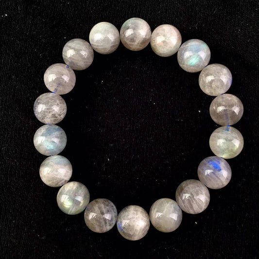 7-14MM Wholesale Natural Blue Grey Moonlight Labradorite Single Circle Bracelet Crystal Bracelet