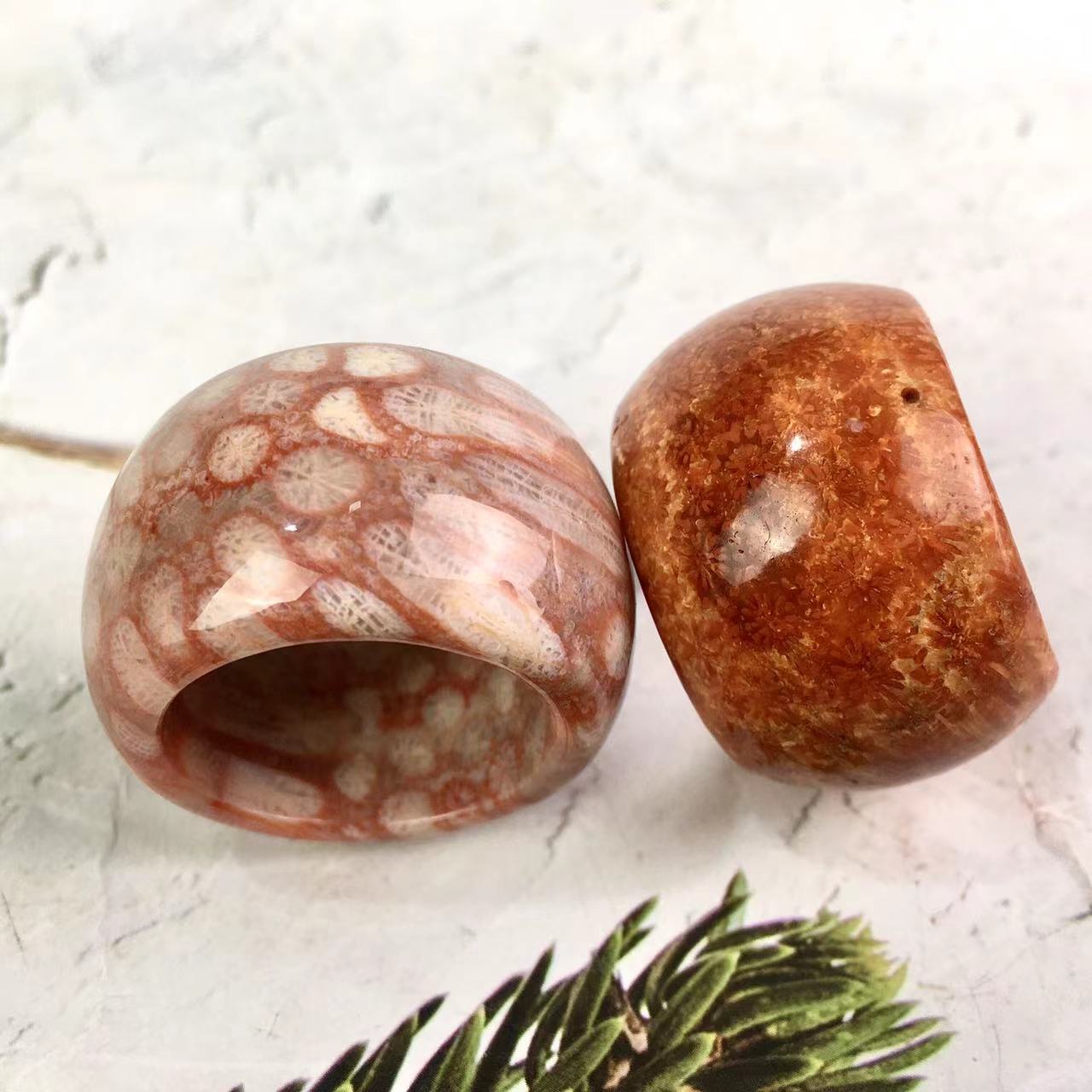 Natural crystal gemstone finger ring round polished fashion jewelry