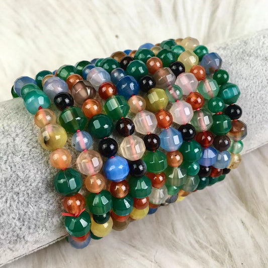 New Natural Stone Beaded Bracelet Colorful  Agate Beaded Bracelet 8mm