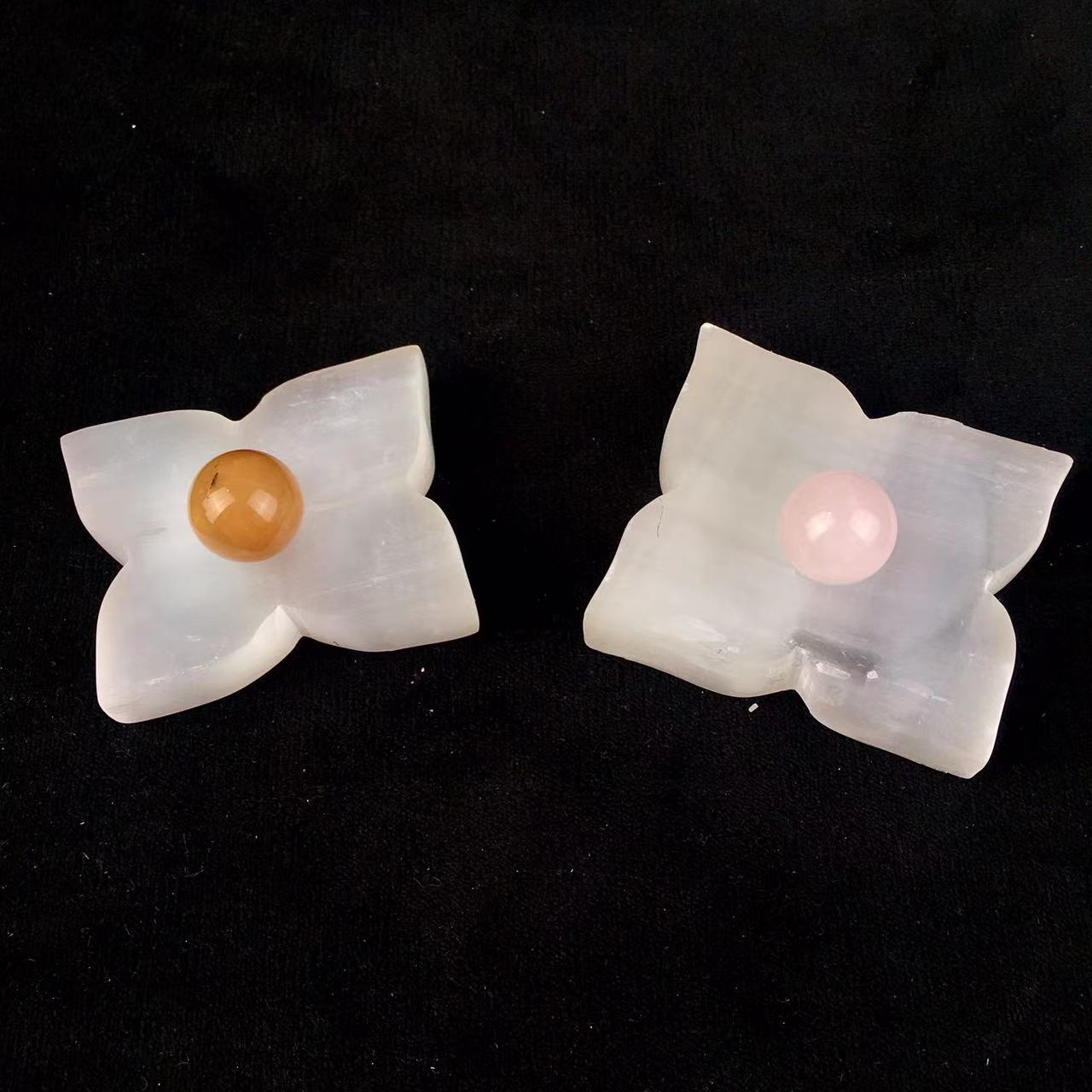 Wholesale high quality reiki natural crystal selenite petal bowl for decoraiotion