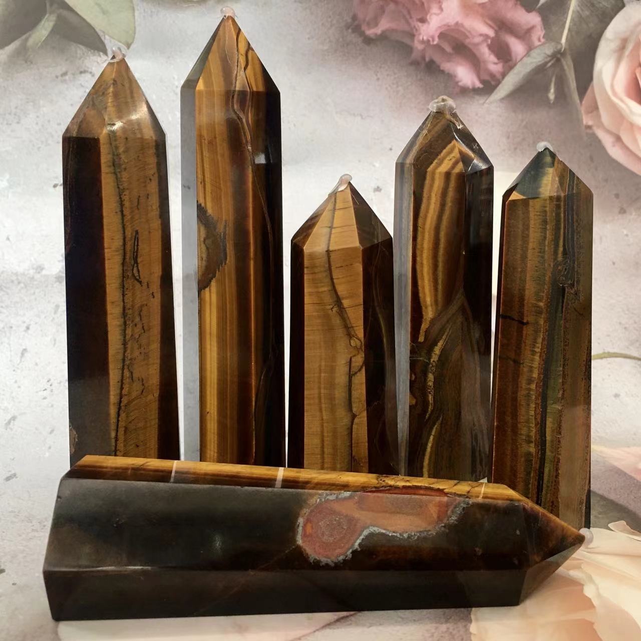 Wholesale Natural healing crystal yellow tiger eye tower for decoration 1kg