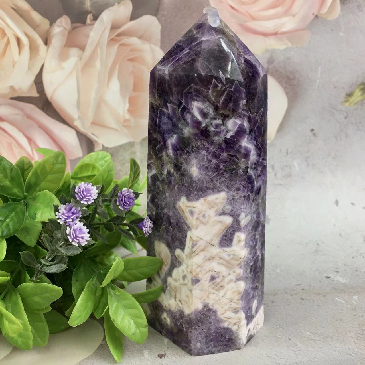 Wholesale natural crystal  dream amethyst tower for decoraiotion 1kg