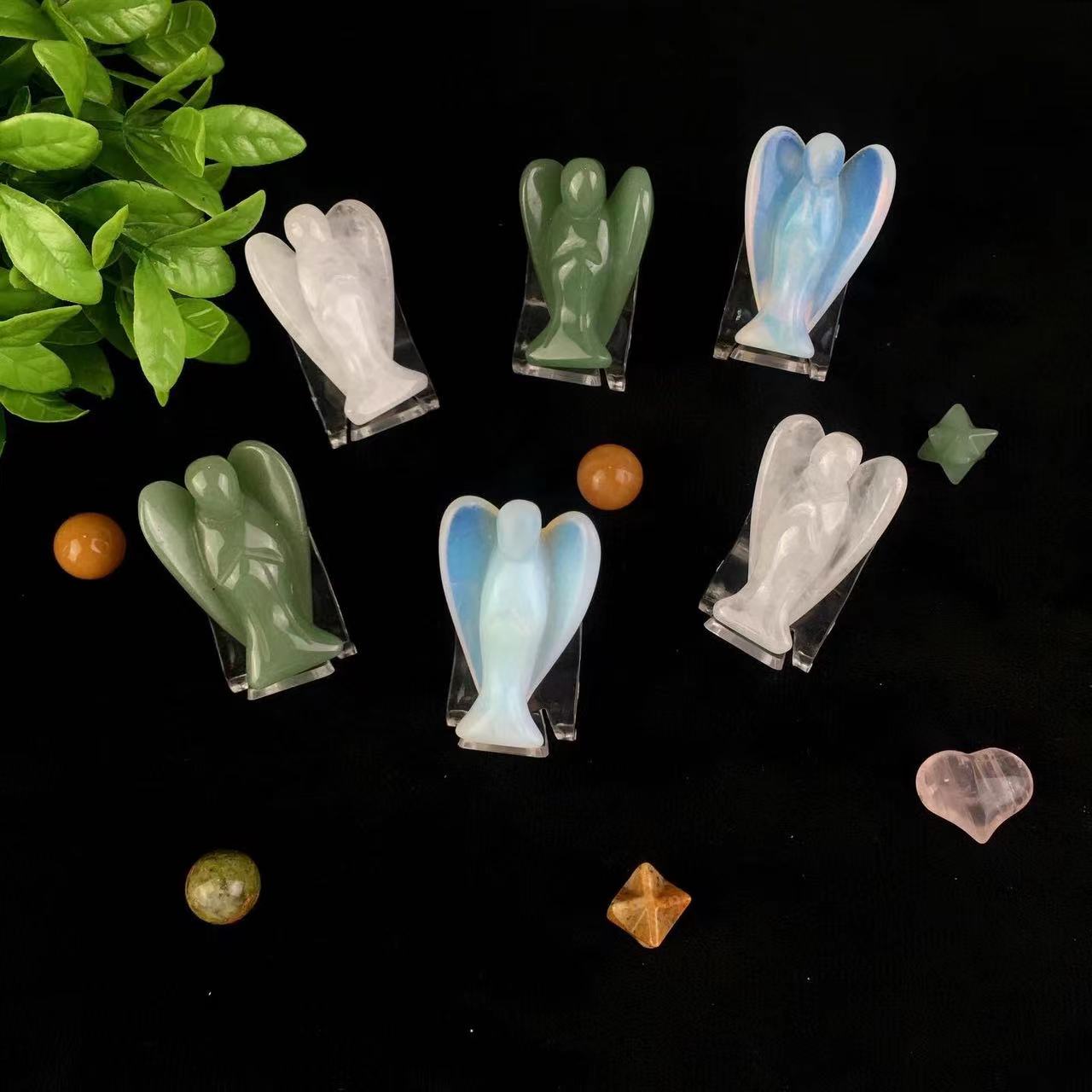 Wholesale Colorful Mineral Quartz Crystal Angel Carved Rose Quartz Small Figurines  Angel For Gift
