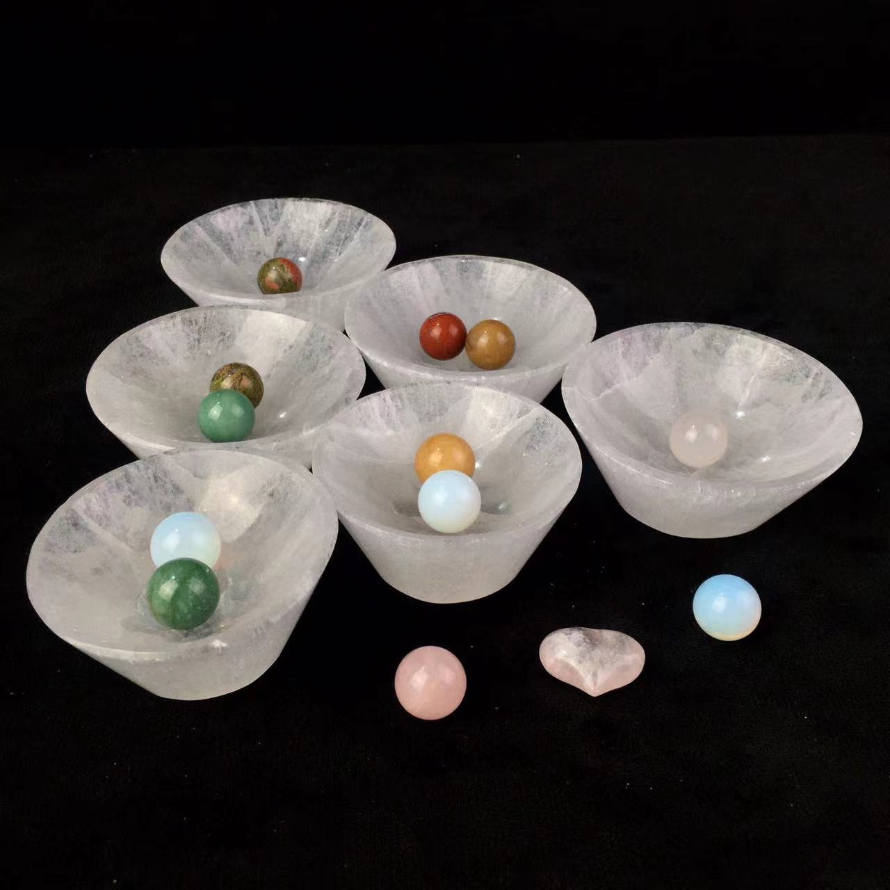 Wholesale high quality reiki natural crystal selenite bowl  for decoraiotion