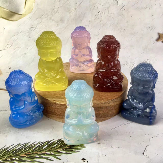 Multicolor Wholesale Natural Gemstone Healing Quartz  Crystal Baby Buddha  Carving For Decoration