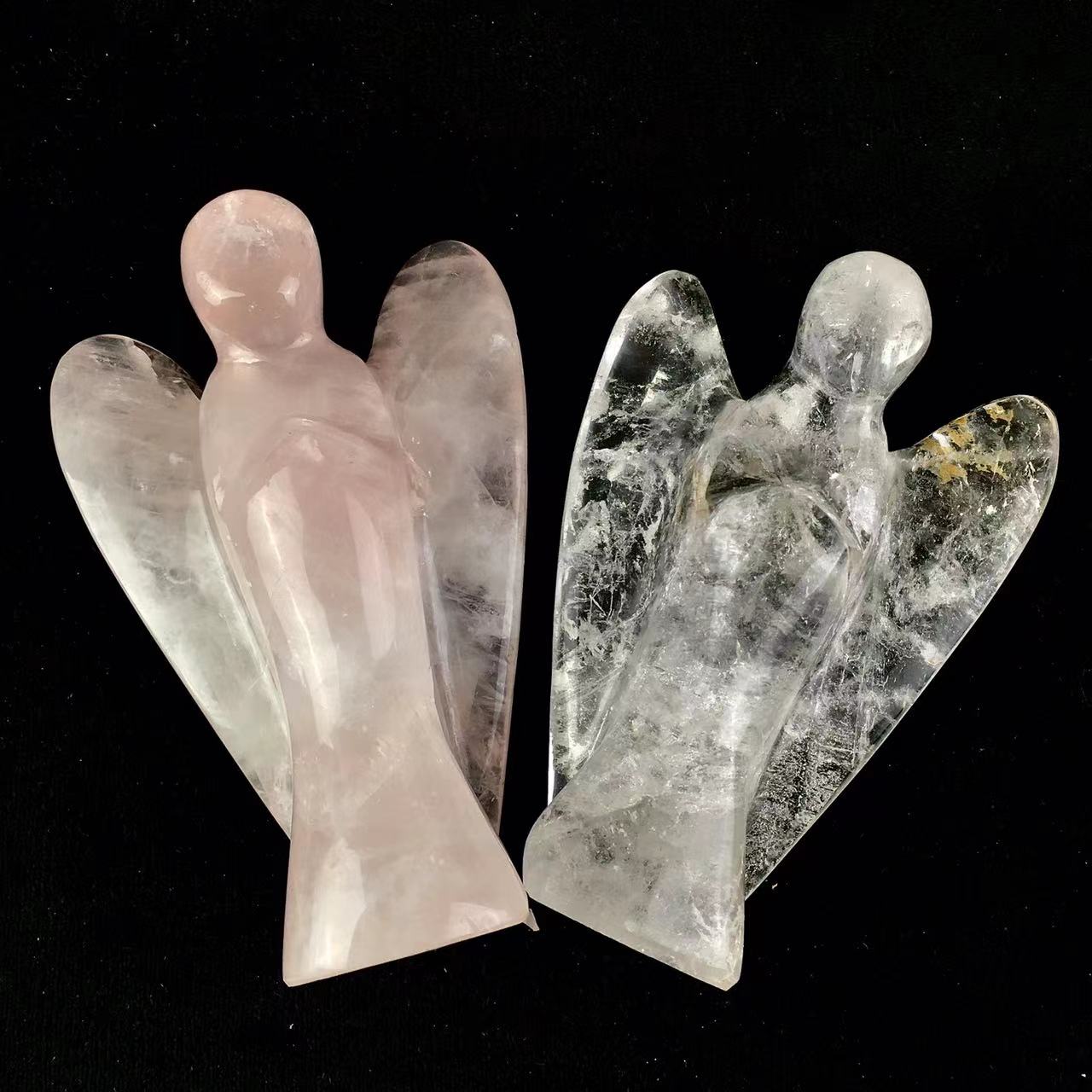 Clear Quartz and Rose quartz Crystal Angel Crystal Carving Angel Figurines For Home Decor Healing Crystals and Stones