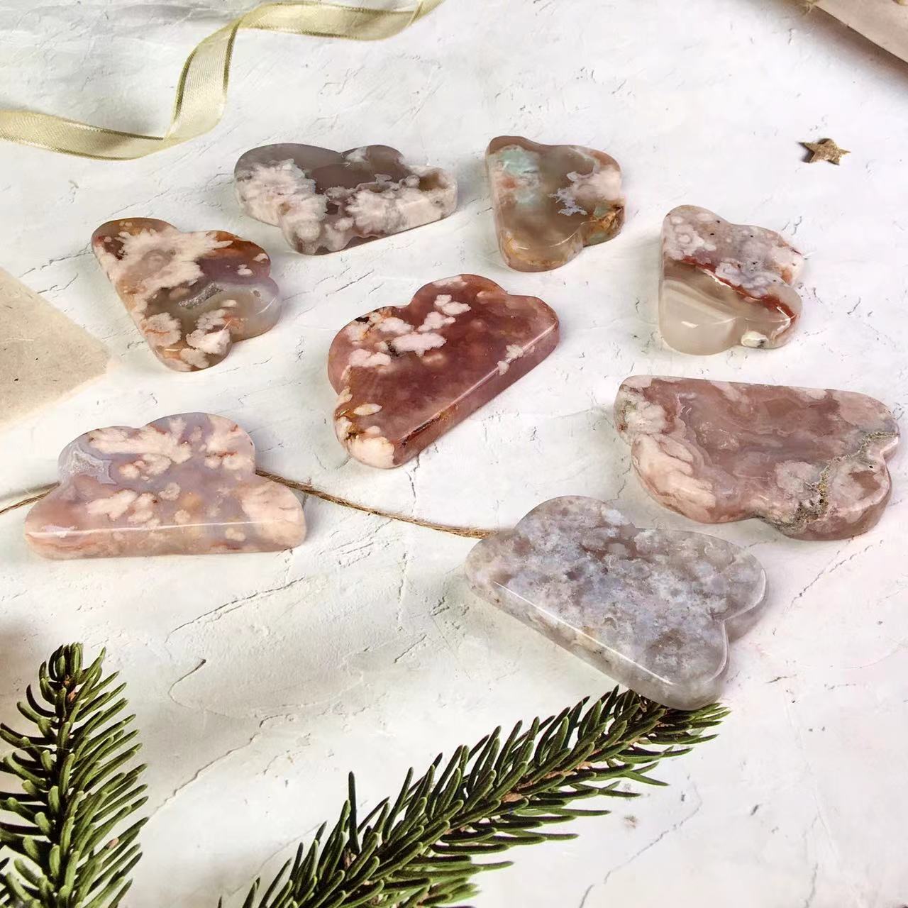 High quality wholesale  Natural Crystal Sakura agate cloud For Decoration