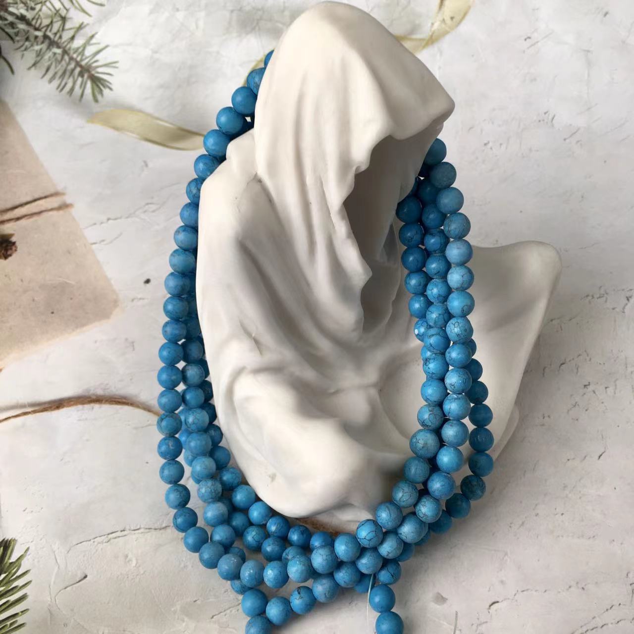 Wholesale Natural crystal  Blue howlite  Gemstone Necklace 8MM